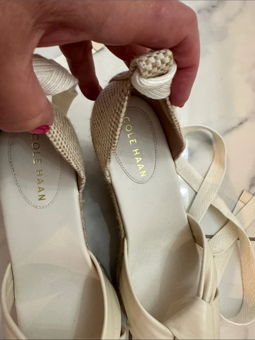 Cole Haan Women’s Cream Espadrille Wedge Sandals - Unbranded